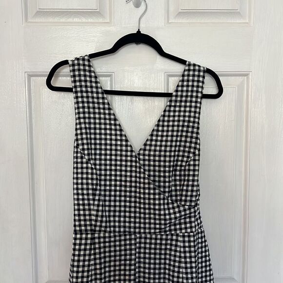 Banana republic women’s petite large black & white checked Wide leg Romper NWT - Picture 5 of 14